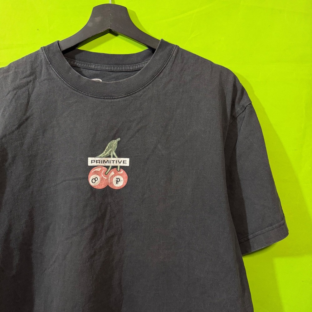 Primitive Skateboarding Mens 8 Ball Cherry Graphic Shirt Faded Black Large